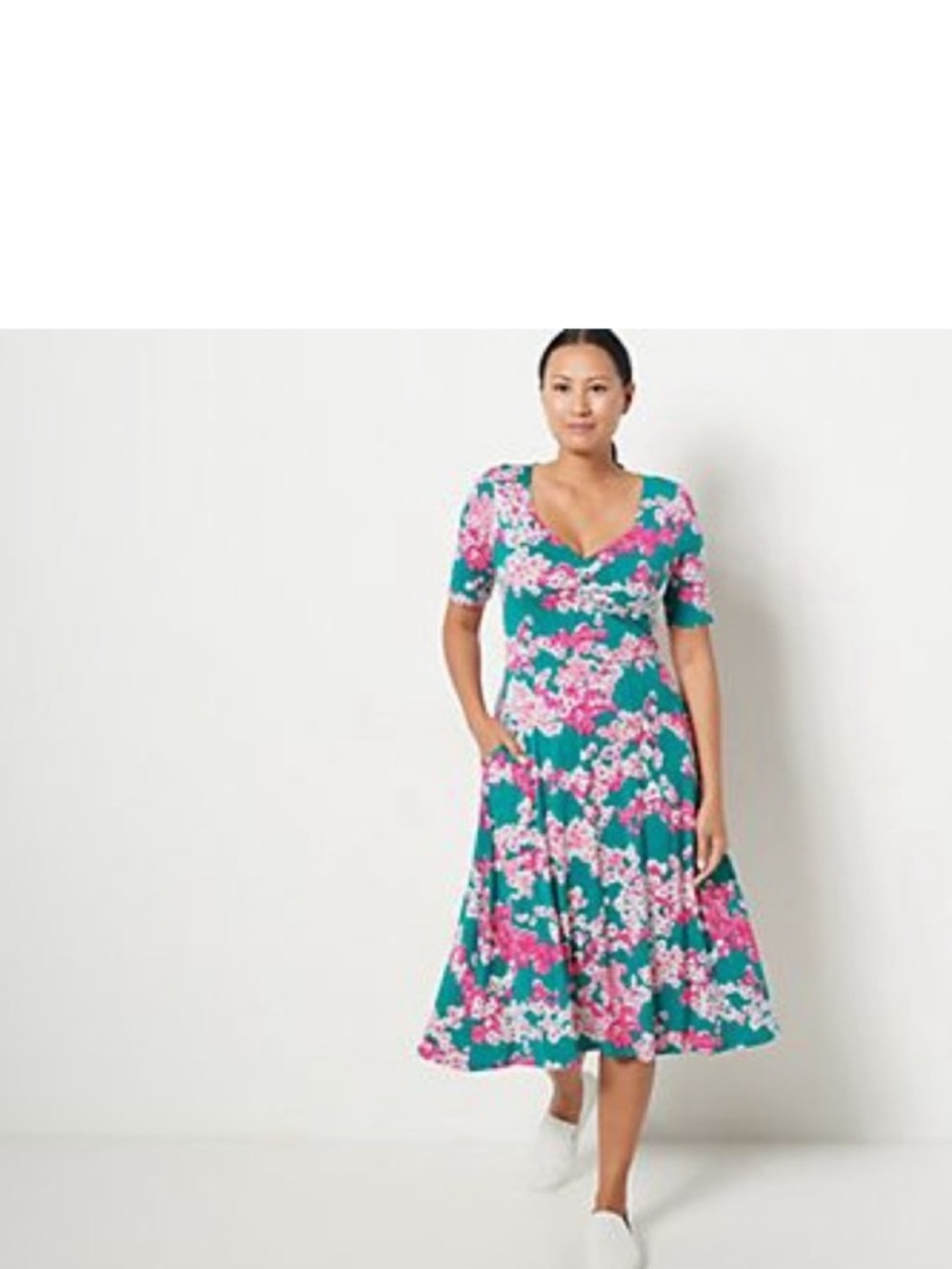 J Jason Wu Dress Sz M Print or Solid Sweetheart Neck Knit Midi Green